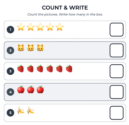 Count and Write puzzle generator — Number & Counting Puzzle Makers