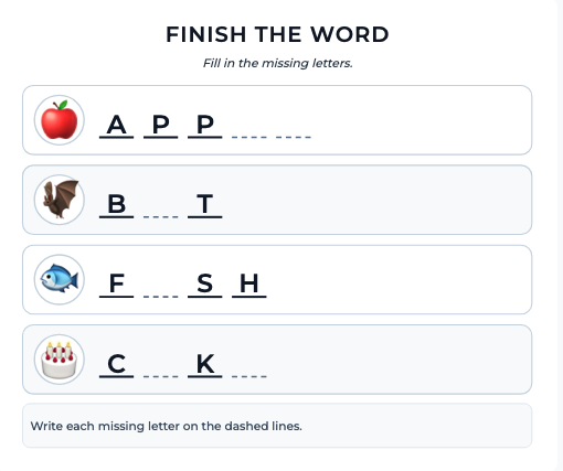 Finish the Word puzzle generator — Word Puzzle Makers