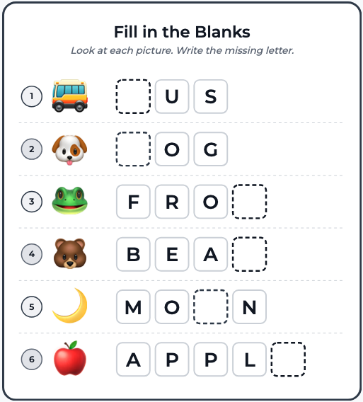 Missing Letters puzzle generator — Word Puzzle Makers
