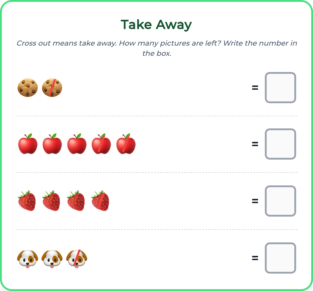 Visual Subtraction puzzle generator — Number & Counting Puzzle Makers