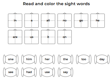 Sight Word Color Recognition Grid puzzle generator — Word Puzzle Makers