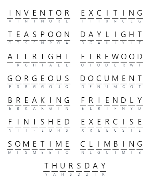 Word Scramble puzzle generator — Word Puzzle Makers
